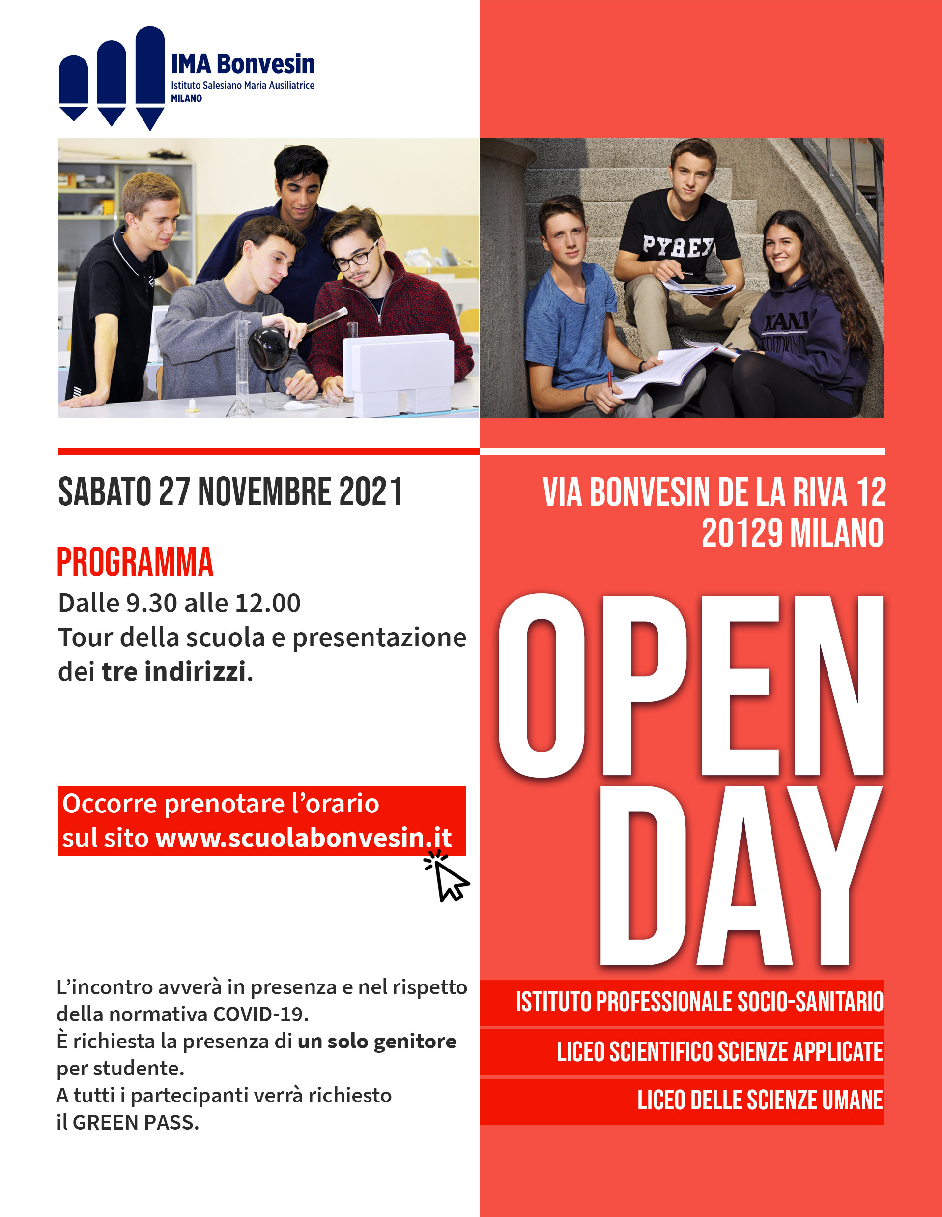 Volantino Open Day Superiori con orario